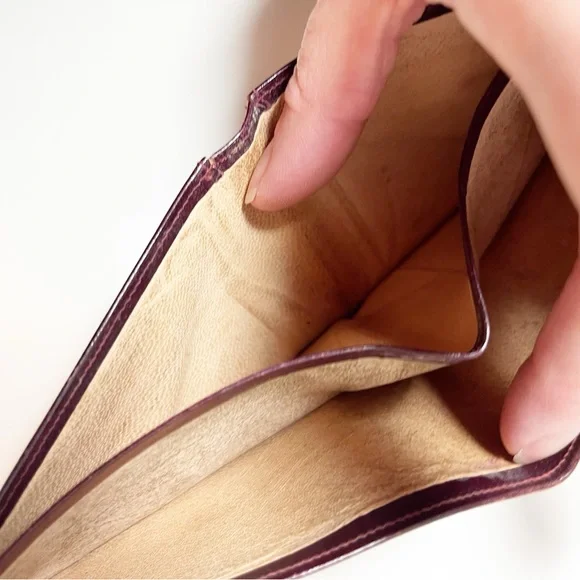 Vintage Florentine Cordovan Snap Closure Wallet with Gold Fleurs de Lis Accents - Picture 4 of 14